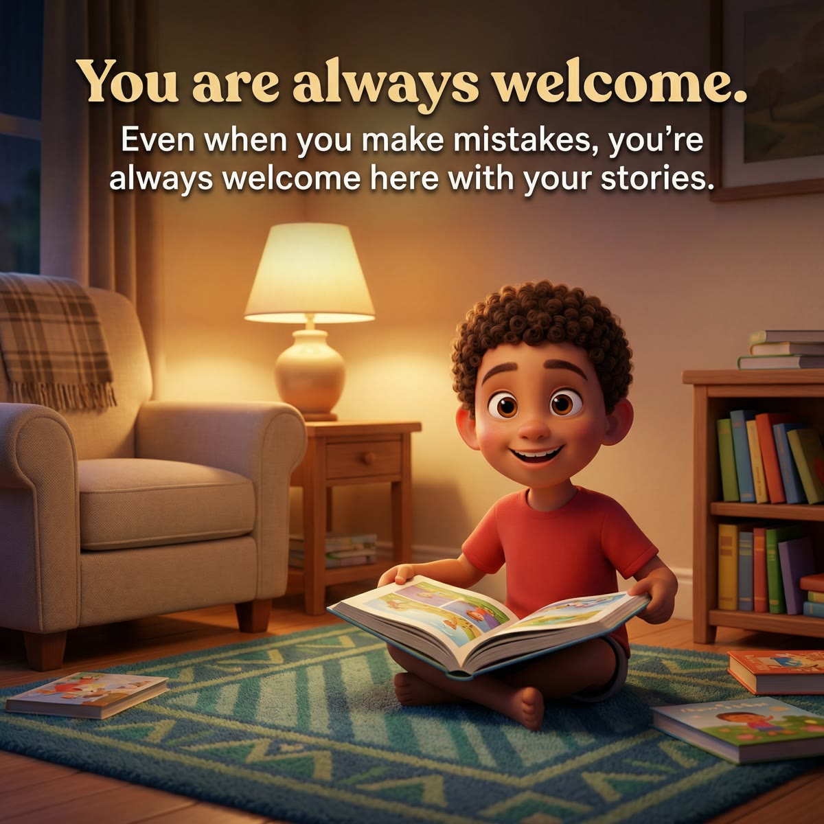 Jaden excitedly reading his personalized book — the joy of seeing yourself in a story